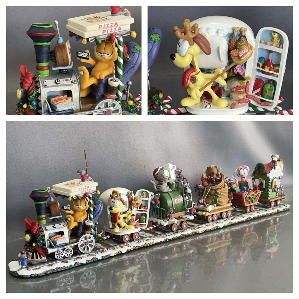 Danbury Mint Garfield Christmas Train Set 6pc Multi Good Rare Porcelain